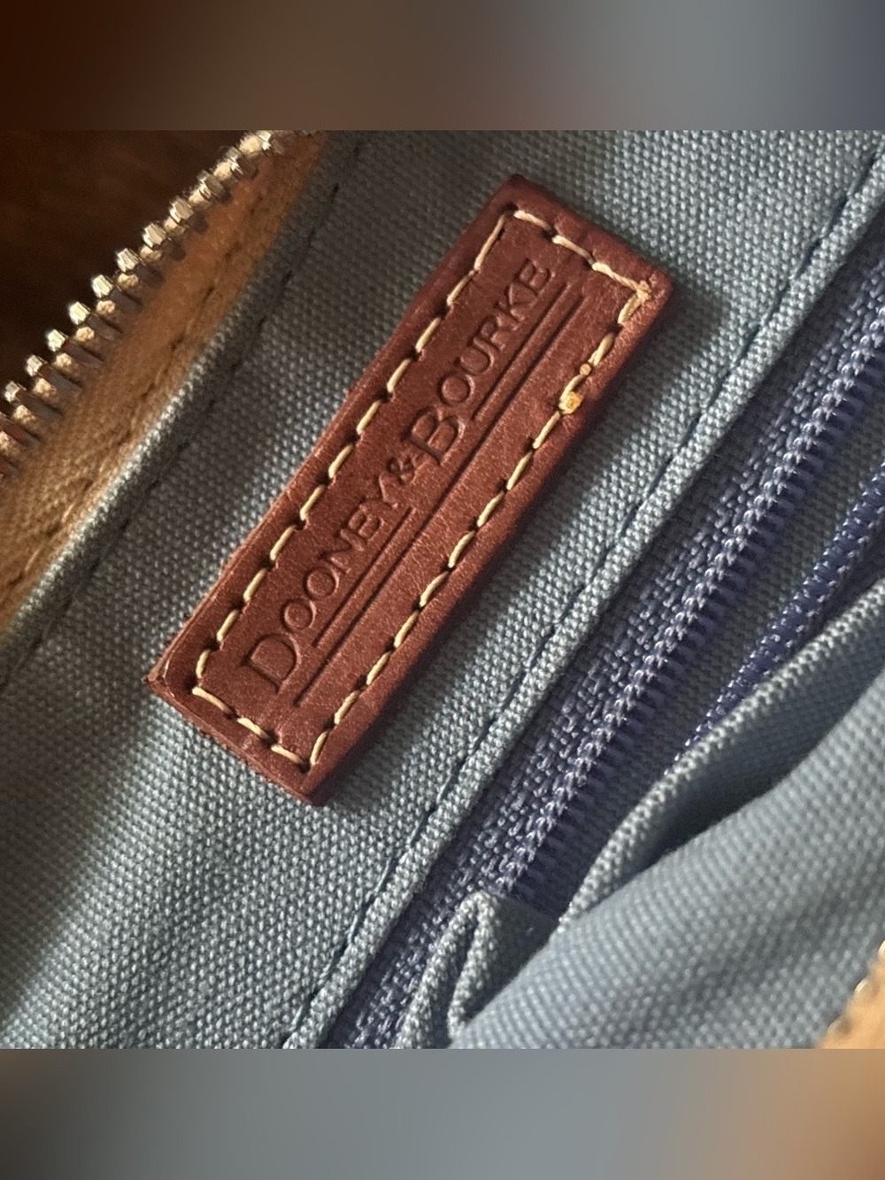 Dooney & Bourke Beige Signature Logo Mini Hobo Bag Brown Leather Trim • Like New - Picture 9 of 13